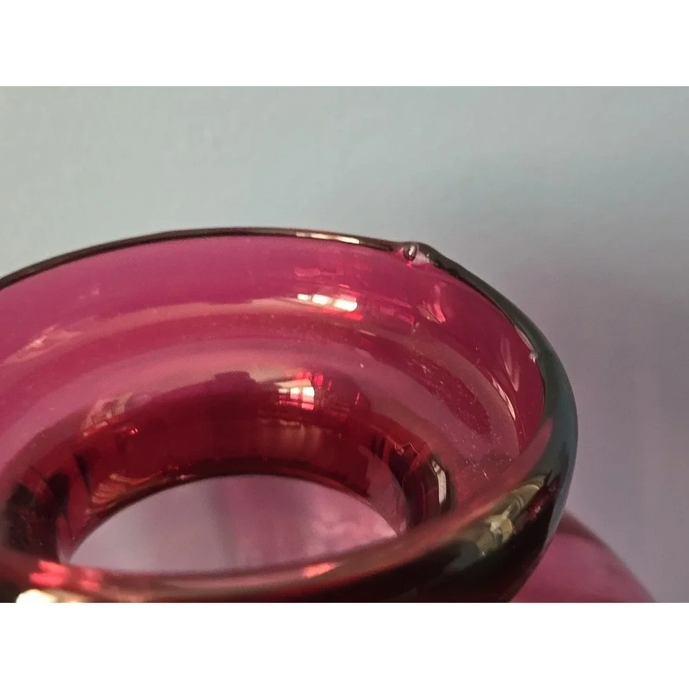 Vintage Cranberry Ruby Red Ribbed Bulbous 6